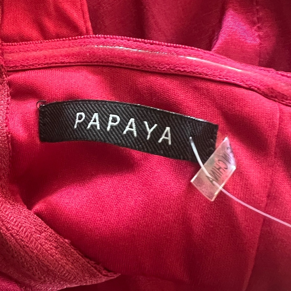 NWT Papaya Satin Bow-Tie Open Back/Shoulder Choker Red Mini Dress SZ L❤️ - Picture 13 of 15